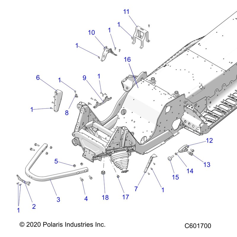 Polaris Snowmobile Bumper/Pipe Bracket, Front, Black, Genuine OEM Part 5263715-329,