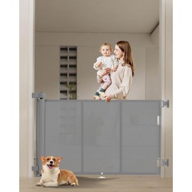 Upgrade 71" Retractable Baby Gates with Reinforced Strip Design to Prevent Crawling Through, 48" Tall Retractable Gate for Baby and Pet, 6 FT Baby Gates for Stairs, Doorways, Hallways