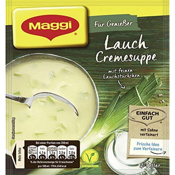 Maggi - Pour les connaisseurs, la soupe à la crème de poireaux (Für Genießer, Lauch Cremesuppe) | Poids Total 51 grams