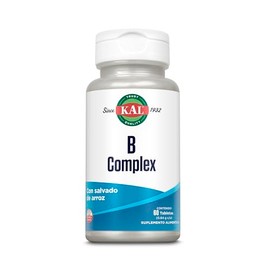 KAL B Complex, Complejo B / 60 Tabletas, Con Salvado de Arroz Orgánico (absorción en 30 min).