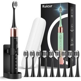 Kuicur Sonic Electric Toothbrush for Adults and Kids, Comes with 10 Brush Heads