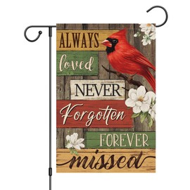 Louise Maelys Memorial Garden Flag Cardinal Bird Always Loved Never Forgotten Forever Missed Grave12x18 Inch Cemetery Double Sided Floral Small Burlap Yard Outdoor Sign Outside House Decor