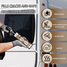 Dongxw RV Flex Repair Caulking Lap Sealant, RV Roof Sealant Silicone Caulk, Non-Leveling Lap Sealant Waterproof RV Sealant - 10.1 oz