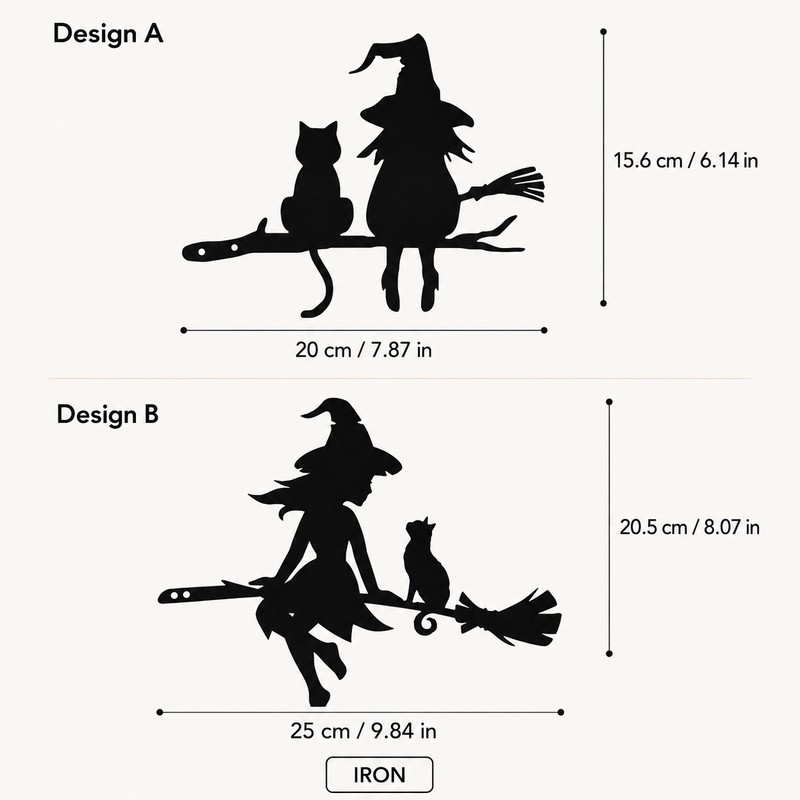 Iron Witch & Cat Garden Stake for Outdoor Decor –