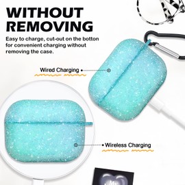 Newseego for AirPods Pro Case, Luxury Bling Sparkly Rhinestone Case with Keychain for Women Girls Anti-Lost Anti-Scratch Soft TPU Shockproof Glitter Full Protective Case Cover for AirPods Pro-Blue