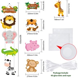 Jungle Animal Themed Party Supplies, Jungle Animal Cutouts Banner, Jungle Animals Theme Party Door Signs for Spring Baby Shower Family Reunion Theme Party Decorations