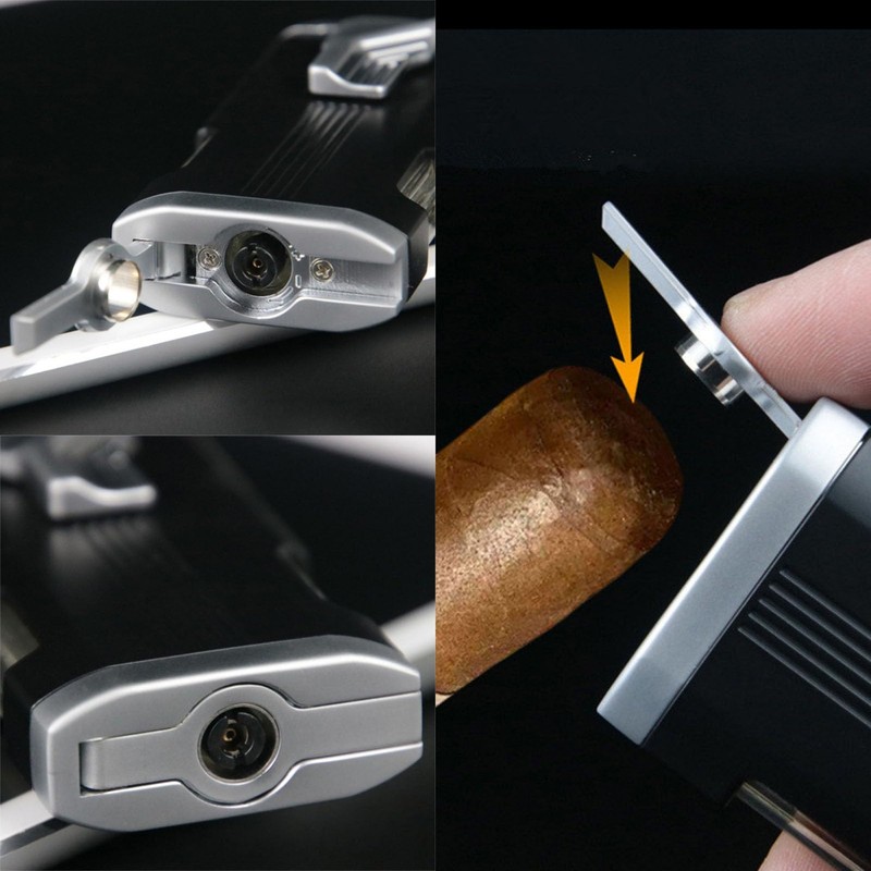 OLDENDO Cigar Lighter with Punch Built in Gas Window, Triple
