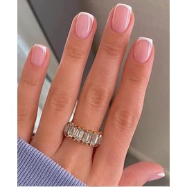 6 Packs (144 Pcs) French Tip Press on Nails - Jsiallye Wine Red/Black/Milky White Solid Color Short Square Press on Nails, Glue on with Nail in 12 Sizes - 24 Fake Nails Kit, Stick on Nails for Women