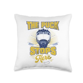 The Puck Stops Here Hockey Goalie Ice Rink Sports Gift Throw Pillow