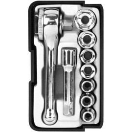 E-Value ETS-209 Socket Wrench Set of 9 Pieces (1/4") Drive Angle