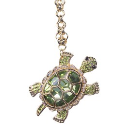 Generic Bling Tortoise Diamond Car Hanging Accessories for Women, Crystal Rhinestone Sea Turtle Car Rear View Mirror Pendant Charms Lucky Car Interior Decorations Ornament (Green)