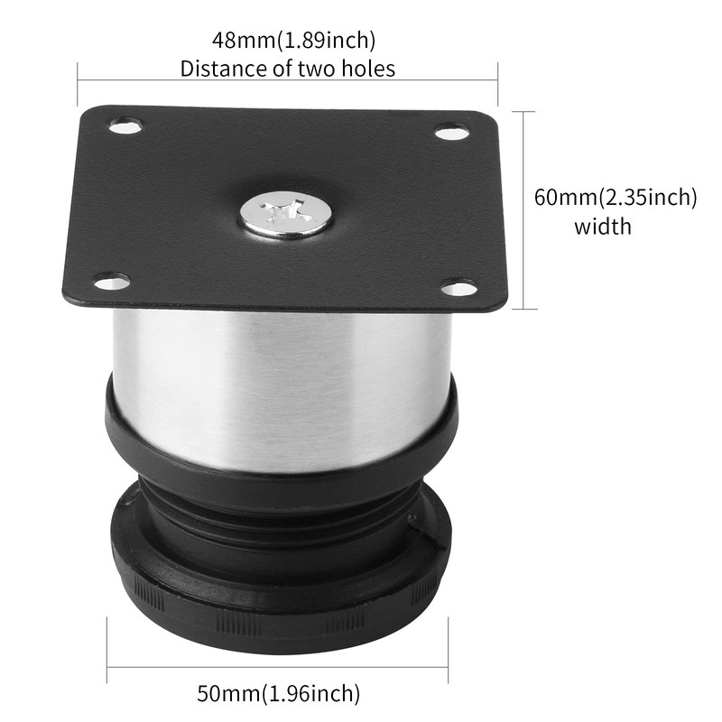 4PCS Furniture Cabinet Adjustable Stainless Steel Kitchen Feet Round Black