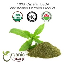 Organic Way Stevia Leaf Powder (Stevia Rebaudiana) - Kosher & USDA Certified | Vegan, Non-GMO & Gluten Free | Natural Sweetener | 100% Raw from India (1/2LBS / 8Oz)