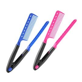 WOONEKY 2pcs V-shaped Hair Combs Set for Straightening Hair Styling Grooming Comb Hair Tail Tools Barber Comb Salon Accessories Easy to Use