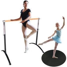Artan Balance Marley Round Dance Floor and Ballet Barre Portable for Home or Studio, Portable Adjustable Single Bar, Kids and Adults, 2 pc. Set