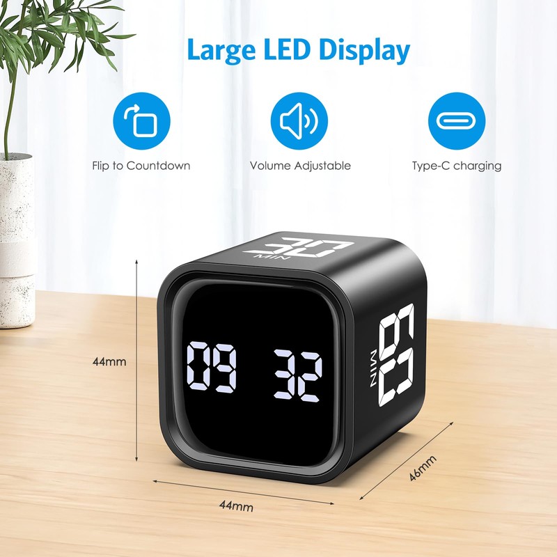 AMIR Cube digital timer - Multi Rotation Visual Timer with