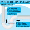 (2" PVC P-Trap, 1 Pack) Asterbacks 2 inch PVC P-Trap