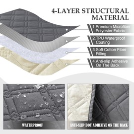 Genina Waterproof Couch Cover,Washable Anti-Slip 78inch Sofa Covers with 3 Cushions,Sectional Couch Covers for Pets Friendly, Sofa Slipcovers for Dogs Cats(78inch/Dark Grey)