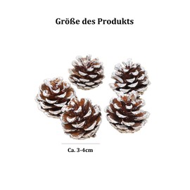 ENLACE Pack of 30 Pine Cones, Approx. 3-4 cm, Mini Christmas Pine Cones with White Paint, Natural Pine Cones Decoration for Christmas Decoration, DIY Crafts, Christmas Tree, Autumn Winter Decoration