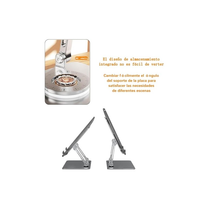 Soporte Tablet Multiángulo,con Doble Varilla 4.7 a 12‘’,Soporte Giratorio 360°,Base