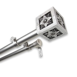 Ophelia Double Curtain Rod, 160-240", Satin Nickel