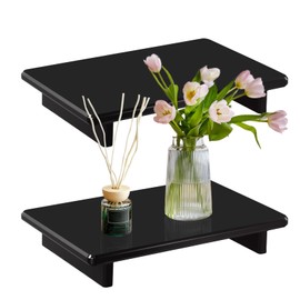 Novacrylion 2-Pack Black Bathroom Decor Tray for Counter- Elevated Bathroom & Kitchen Organizer | Multi-Purpose Vanity Tray for Soap,Sink, Plants, Candles | Space-Saving (Black-9x5.9 x1.5 in)