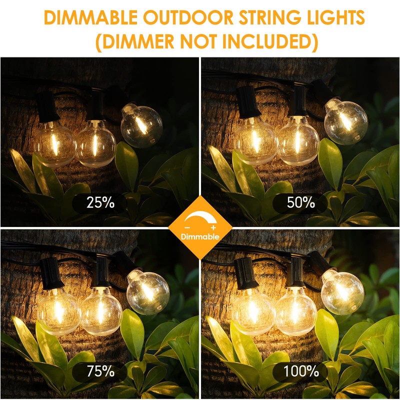 Mlambert 200Ft(4x50Ft) Outdoor String Lights G40 Globe Patio Lights with