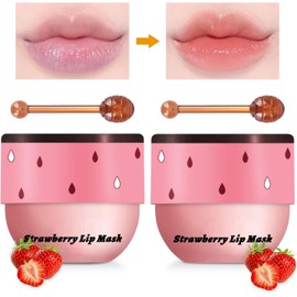 LemonSac piezas de mascarilla de labios para la noche, bálsamo labial hidratante reparador de miel y fresa para dormir, bálsamo labial de abeja que atenúa las líneas de los labios, exfoliante hidrat