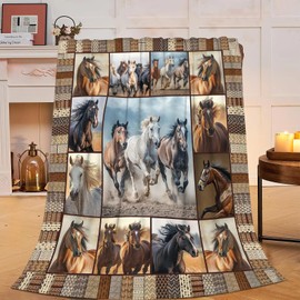 Horse Blaneket Western Horses Fleece Throw Blanket Fuzzy Plush Super Soft Cozy Warm Horse Decor Stuffed Animal Blanket Gifts for Boys Girls Kids Adult Men Women 40"x50"