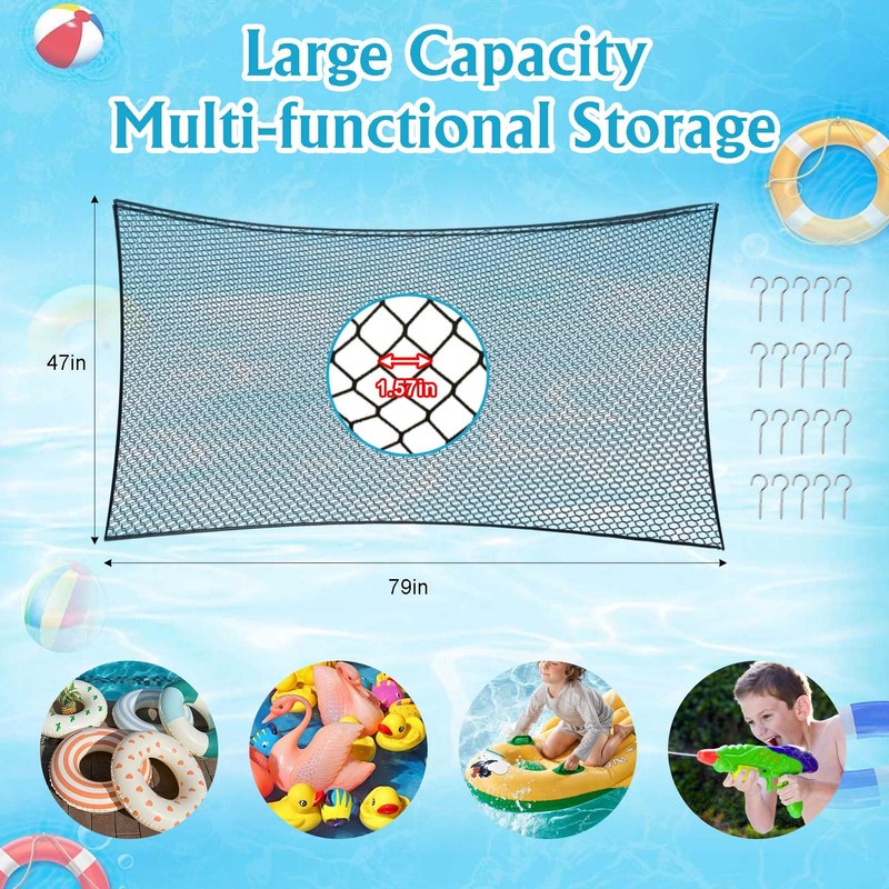 Extra Large Pool Toy Float Storage Net,79" X 47" Hanging