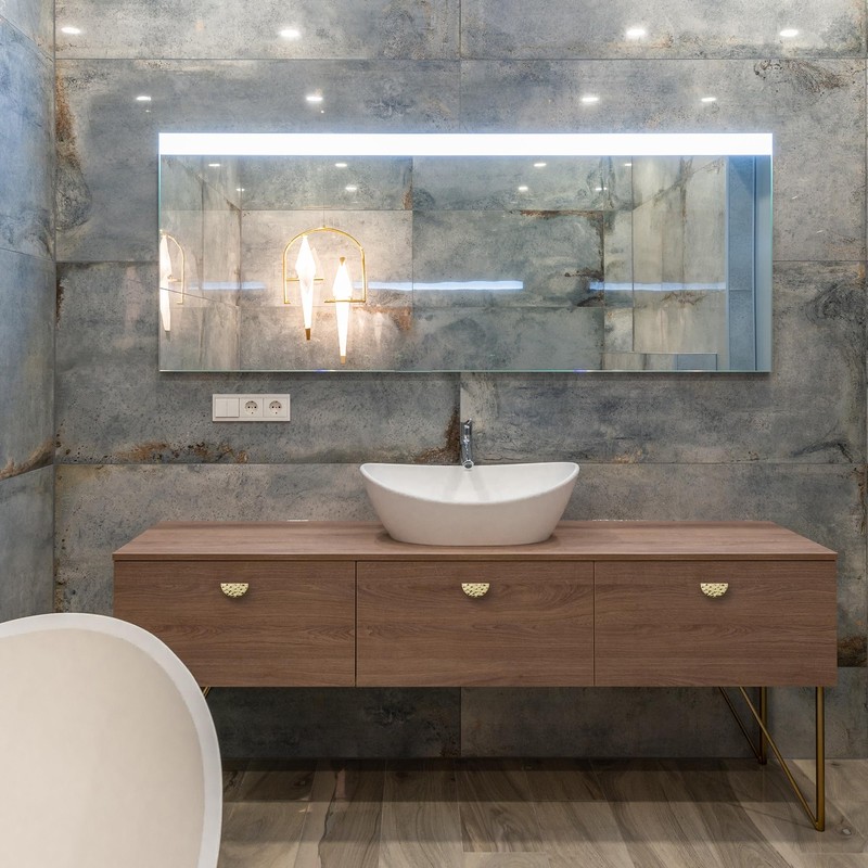 KOPPALIVE 10-Pack Solid Brass Cabinet Knobs, Semicircle Gold Drawer Knobs,