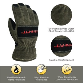 Intra-FIT Structural NFPA 1971 Fire Fighter Glove,3D Curved Fingers, Heat Resistance, Flame Resistance, Fire-Fighting Gloves(7882,L,1 Pair)