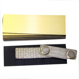 Name Badge Blanks with Magnetic Backing - 10 Pack Brushed Gold 1" X 3"