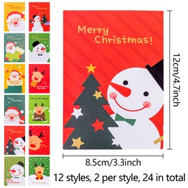 Giugio Pack of 24 Notebook Christmas Small, Mini Notepads Christmas Children, Santa, Snowman, Reindeer Pattern Notebook Large Stocking Party Bag Fillers for Girls Boys (A)