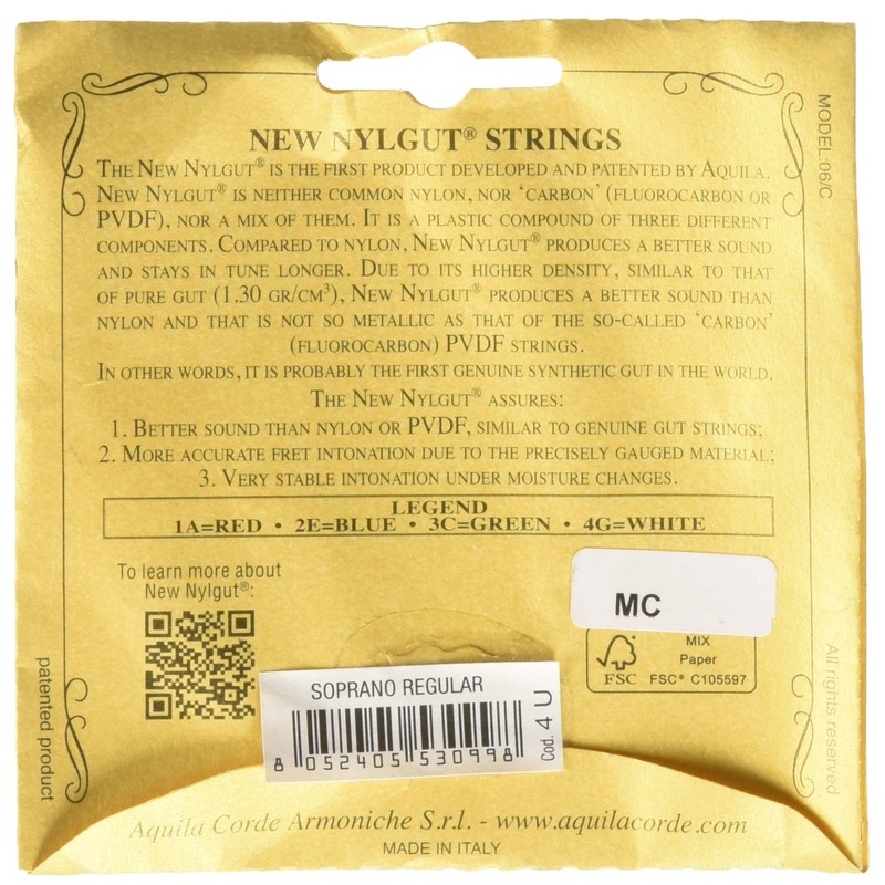 3 Sets of Aquila New Nylgut Soprano Ukulele Strings Regular