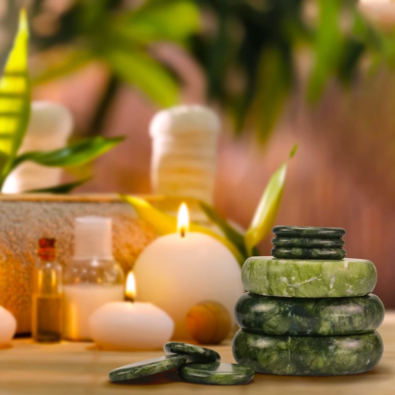 Windfulogo 16Pcs Hot Massage Stones Set Natural Green Jade Heated