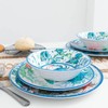 LEHAHA 12-Piece Melamine Beach Dinnerware Set, Coastal Plates and Bowls