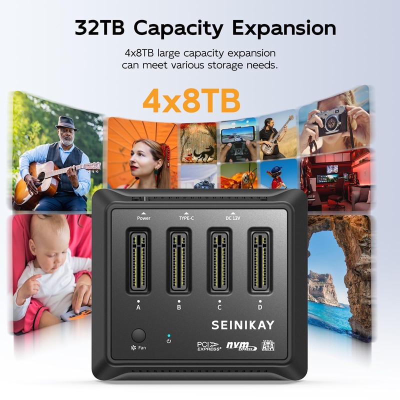 SEINIKAY M.2 Dock with Fan for NVME SATA SSD, Tool-Free