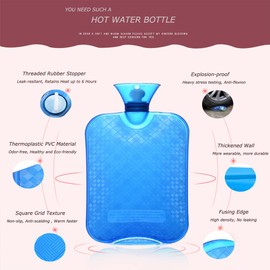 DicDok Hot Water Bottle 2L Hot Water Bag with Knit Cover Thickened PVC Retains Heat for 8 Hours Relaxing Heat Cold Therapy