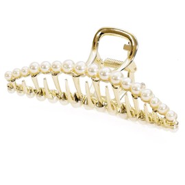 SCIOLTO Hair Claw Hair Clip, Large, Elegant Design, Stylish Hair Accessories, Hair Clasp (Pearl)