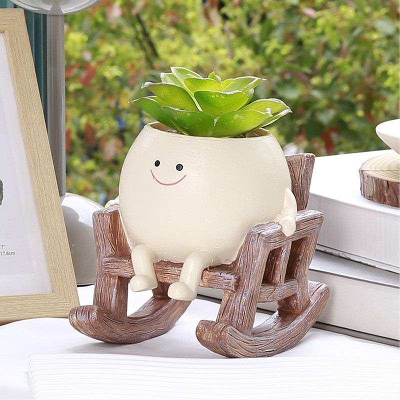 Rocking Chair Flower Pot Resin Patio Decorative Succulent Planter Garden