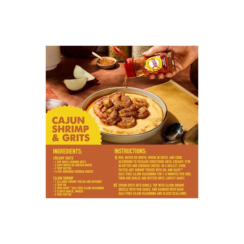 Dash Salt-Free Seasoning Blend, Cajun, 2.6 Ounce