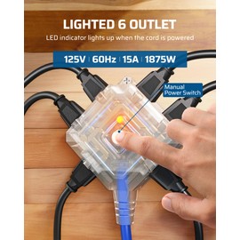 DEWENWILS Retractable Extension Cord Reel with 6 Grounded Outlets, 40FT Retractable Cord Reel, Twist-lock Stopper, 12/3C SJTOW, 15A Circuit Breaker, Heavy Duty Power Cord, ETL Listed