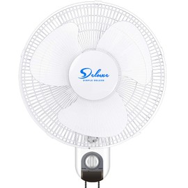 Simple Deluxe 16" Wall-Mount Fan, 3 Speed Household Fan with Adjustable Tilt for Indoor, Commercial, Residential, Warehouse, Greenhouse, Workshop, Basement