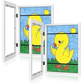 [2-Pack] Kids Art Frames, 8.5x11 Front Opening Kids Artwork Frames Changeable, White Artwork Display Storage Frame for Wall, Holds 50 Pcs, for 3D Picture, Crafts, Hanging Art, Portfolio