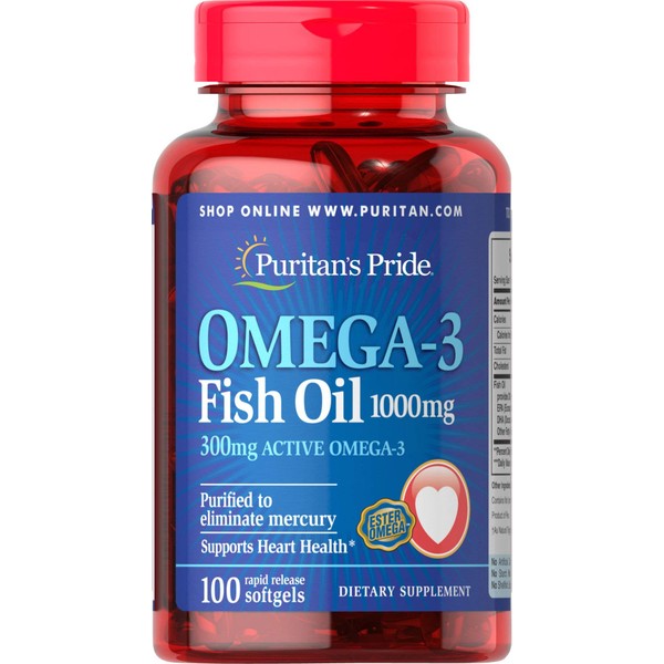 Puritan's Pride Omega-3 Fish Oil 1000 Mg, 100 Count