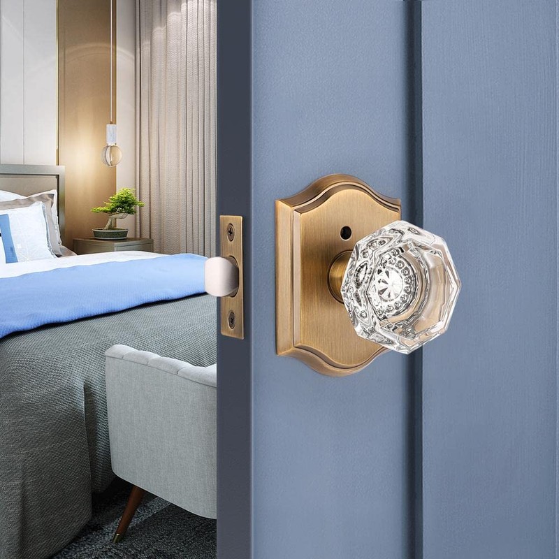 Gobrico Privacy Door Knobs Crystal Door Locksets Without Key Bath/Bed