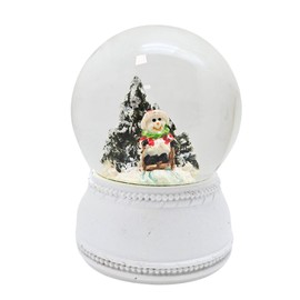 3 cute mini snow globes winter and Christmas, silver grey base, diameter 45 mm, air bubble - 2-107bcx-115
