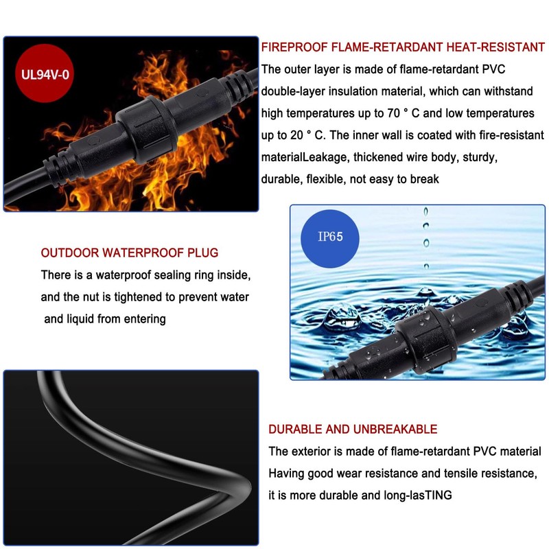 HaoDuoQian 2 Core 2Pin Led Connector 18AWG Big Size IP65