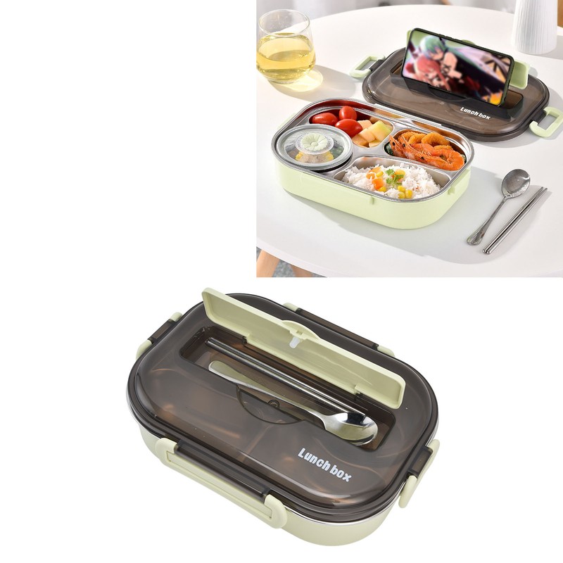 Portable Kids 304 Stainless Steel Lunch Box 1.3L Four Compartment
